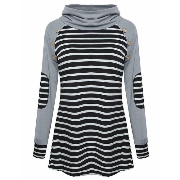 StarVnc Women Cowl Neck Patchwork Color Block - Picture 1 of 10